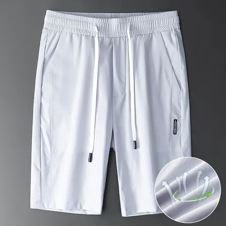 夏季薄款冰丝男士短裤宽松休闲运动五分男裤子2023新款潮牌大裤衩商品大图