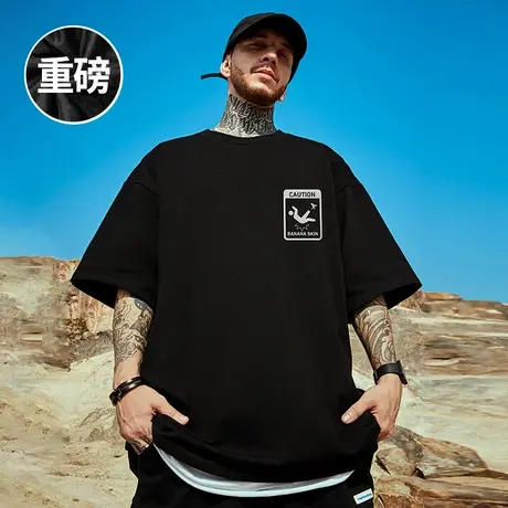 重磅高街短袖t恤大码男装纯棉宽松夏季oversize美式上衣服ins潮牌商品大图