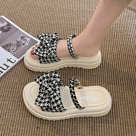 甜美配裙子凉鞋女夏平底仙女风2023新款学生时尚罗马厚底松糕软底图片