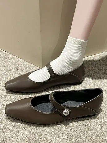 法式复古一字带平底玛丽珍鞋女2023年秋季新款仙女风浅口尖头单鞋商品大图