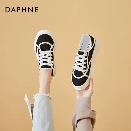 达芙妮小白鞋女2022春秋季新款女鞋百搭饼干鞋厚底帮增高休闲板鞋商品大图