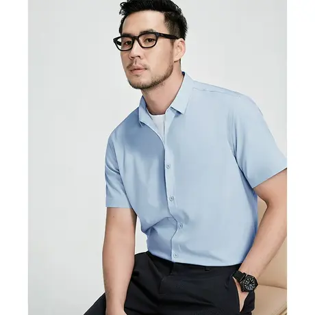 格慕施夏季弹力衬衫男士短袖衬衣男商务休闲大码宽松透气帅气寸衫图片