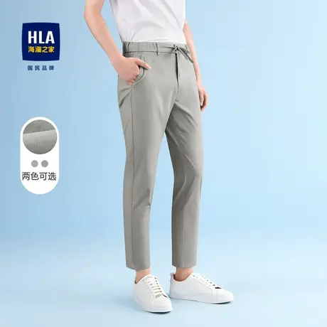 【奥莱】HLA/海澜之家纯色简约休闲裤透气耐穿有型松紧腰裤子男商品大图