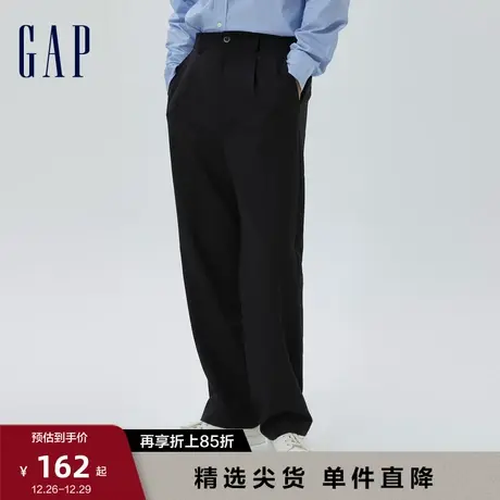 Gap男装秋季新款通勤商务直筒西装裤603005松紧腰宽松阔腿裤图片