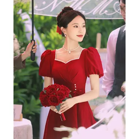 敬酒服2024新款新娘高级感法式订婚礼服设计感连衣裙平时可穿夏季图片