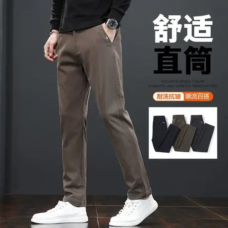男装修身小直筒休闲裤子春季男士商务职业西装西裤春秋款2024新款商品大图