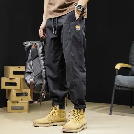 直筒休闲裤男春季2024新款潮牌拼接工装裤子宽松大码男士锥形春秋商品大图