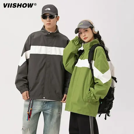 VIISHOW双面穿外套男春秋季潮牌立领工装棒球服美式机能冲锋夹克商品大图