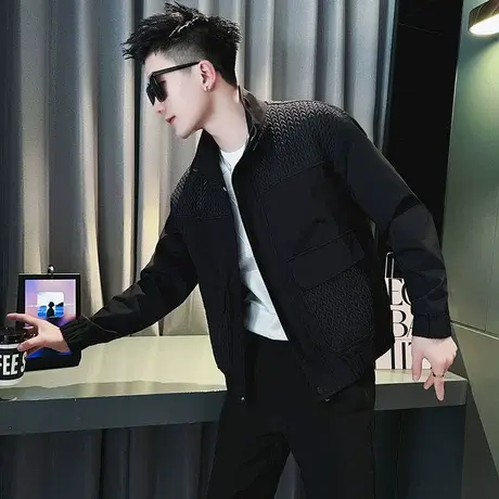 2024春装新款个性时尚休闲夹克麦穗拼接设计外套高级感秋季上衣商品大图