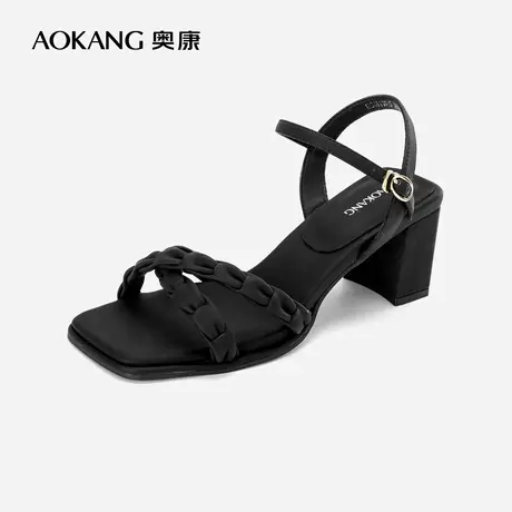 奥康女鞋 2024夏季新款时尚气质粗跟高跟时装凉鞋显瘦舒适日常潮商品大图