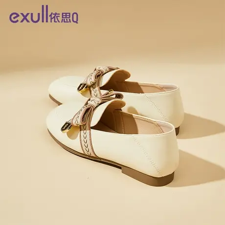 依思q仙女风法式平底鞋女春秋2024新款高级感软皮乐福鞋复古单鞋商品大图