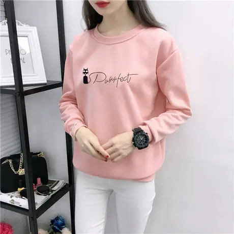 加绒卫衣女秋冬2023新款宽松韩版秋装ins长袖圆领加厚外套上衣潮图片