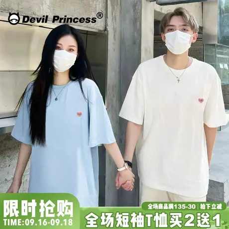 ins小众设计感卡通印花短袖T恤女夏季新款oversize宽松百搭情侣装商品大图