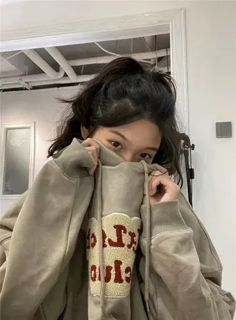 oversize连帽卫衣女ins潮牌春秋薄款宽松小众设计感chic港风外套图片