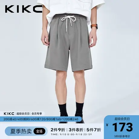 kikc休闲裤男2023春夏新款商场同款宽松休闲直筒抽绳五分裤短裤商品大图