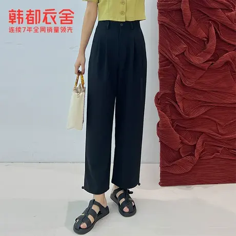 韩都衣舍休闲裤长裤2023新款女装薄双色百搭显瘦HEC0134商品大图
