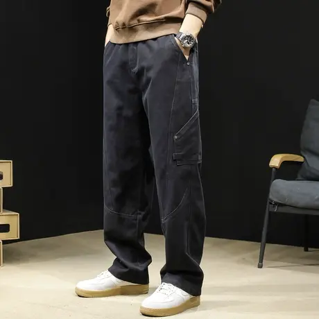 秋季直筒休闲裤男2023新款潮牌大码多袋男士工装裤子百搭春秋男裤商品大图