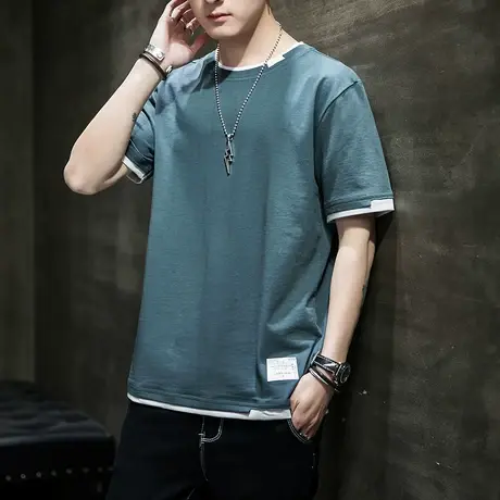 2023年新款夏季轻薄款宽松大码休闲短袖T恤上衣男生纯棉半袖夏天商品大图