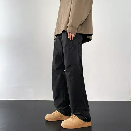 美式机能风裤子高街潮牌防风防水冲锋裤男日系复古军绿色工装长裤商品大图