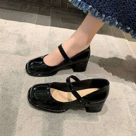 法式复古玛丽珍鞋女2023年新款春夏季学院jk单鞋配裙子粗跟小皮鞋商品大图