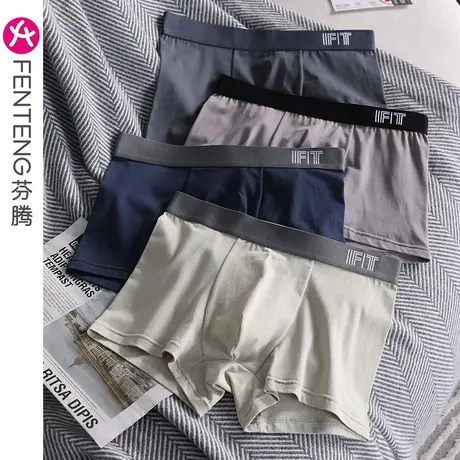 芬腾男士纯棉内裤夏季薄款透气平角裤休闲大码青年运动四角裤短裤图片
