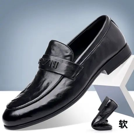 皮鞋男2024春季新款懒人软底豆豆休闲鞋一脚蹬商务正装英伦乐福鞋图片