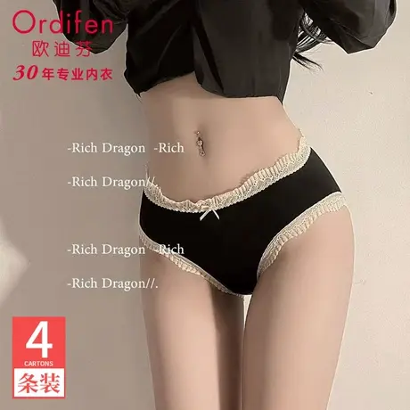 欧迪芬内裤女士纯欲性感纯棉全抗菌裆中腰蕾丝2024新款少女生短裤商品大图