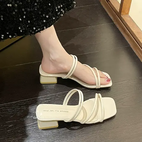 两穿凉拖鞋女外穿2024新款夏季女鞋中粗跟百搭仙女风凉鞋女款鞋子商品大图
