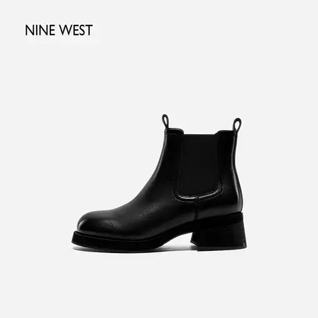 Nine West/玖熙中跟烟筒靴秋冬新款无性别圆头休闲显瘦切尔西靴女图片