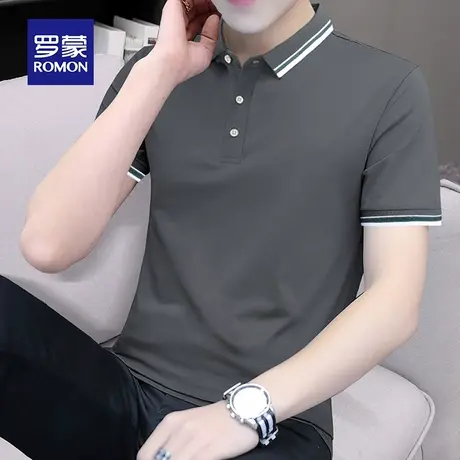 罗蒙男士冰丝短袖Polo衫夏季薄款商务休闲纯色带翻领T恤男装上衣图片