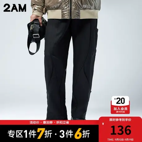 卡宾潮牌2AM直筒休闲裤英文刺绣街头运动风商品大图