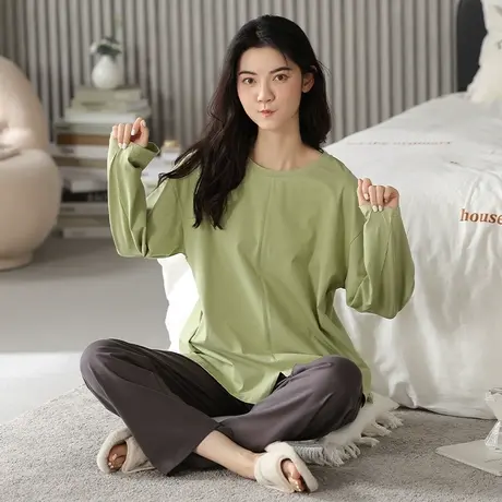 睡衣女纯棉春秋款长袖长裤甜美网红风家居服套装可外穿2023年新款商品大图
