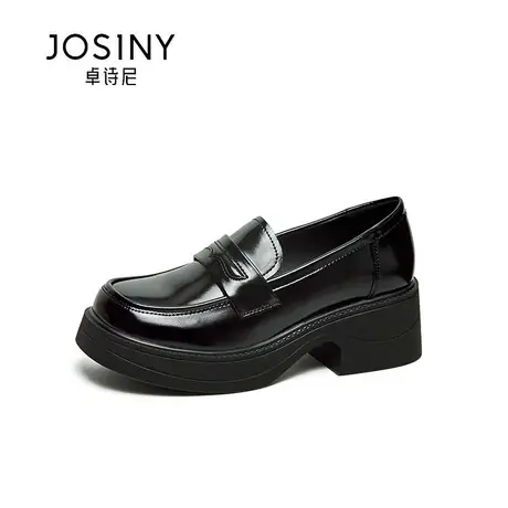 卓诗尼2023秋季黑色乐福鞋女厚底复古百搭英伦风鞋子玛丽珍小皮鞋图片