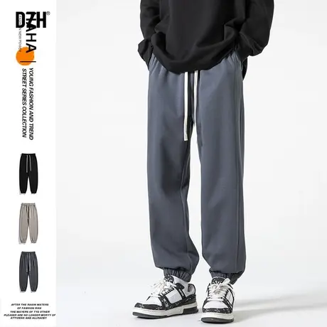 黑色痞帅男裤子美式高街男裤秋款2023新款男士休闲裤束脚裤运动裤商品大图