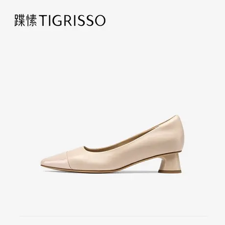 蹀愫2025年春季新款尖头羊皮低跟浅口单鞋百搭通勤女鞋TA65151-11图片