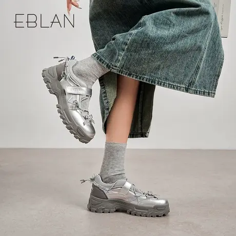 EBLAN/伊伴厚底玛丽珍老爹鞋女2025春夏季新款休闲芭蕾运动鞋子爆商品大图