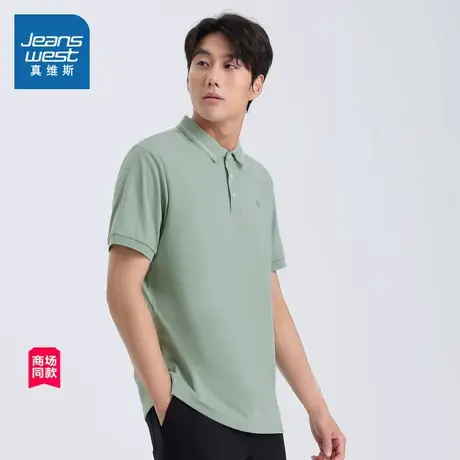 JW真维斯男装2024夏季新款 男士美式T恤简约纯色翻领短袖POLO衫图片