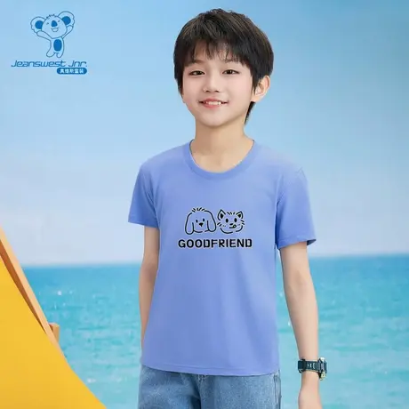 NZ真维斯童装2025夏季新款男女童同款透气圆领短袖T恤儿童印花图片