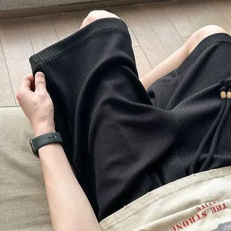 高级感冰丝短裤男款夏季薄款宽松休闲运动裤衩潮牌速干美式五分裤商品大图