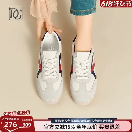 【商场同款】真皮小白鞋女2025新款春季舒适休闲鞋厚底百搭德训鞋商品大图