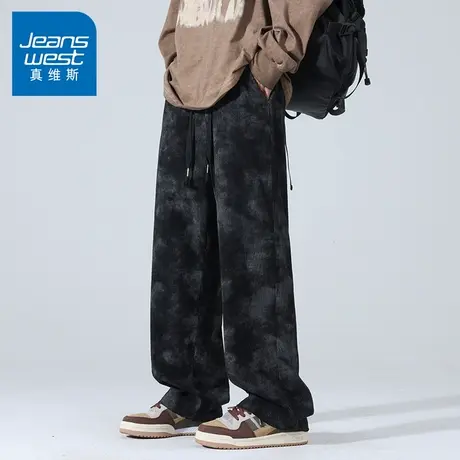 N5真维斯男士休闲裤2025新款潮流百搭男款直筒脏脏长裤宽松男裤子商品大图
