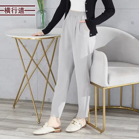 松紧腰宽松长裤2023新款冬季韩版时尚大码休闲裤卫裤女装阔腿裤子图片