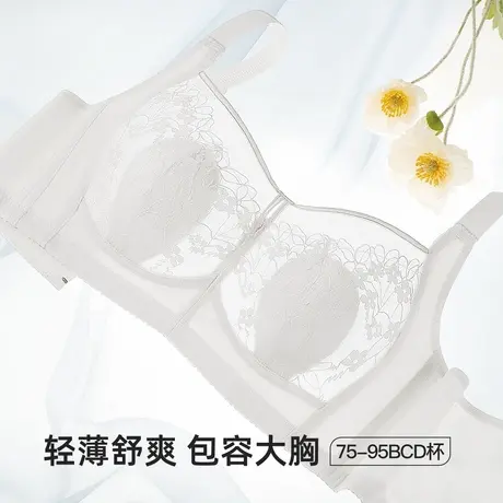 梦芭蒂大胸显小时尚蕾丝水晶杯内衣女轻薄透气收副乳无钢圈文胸罩图片