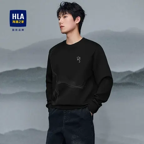 HLA/海澜之家山不在高系列卫衣25春夏新圆领绣花休闲打底衫长t男图片