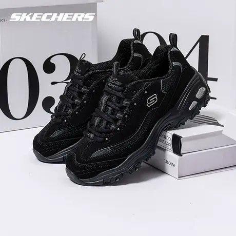 斯凯奇女鞋黑色熊猫鞋秋季新款时尚运动鞋厚底老爹鞋耐磨休闲鞋子商品大图