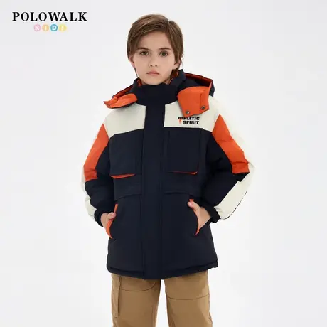 【90白鸭绒】POLOWALK童装男童羽绒服25冬新品可脱帽保暖长袖上衣商品大图