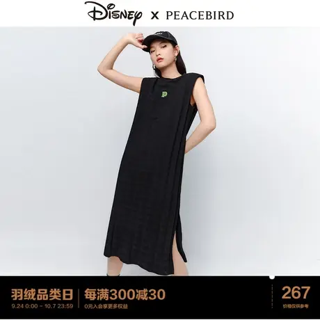 【匹诺曹联名】太平鸟无袖针织连衣裙2023年新款印花开叉长裙女图片