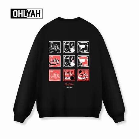 Ohlyah品牌趣味九宫格小狗卡通印花情侣卫衣男女同款潮流秋冬上衣商品大图