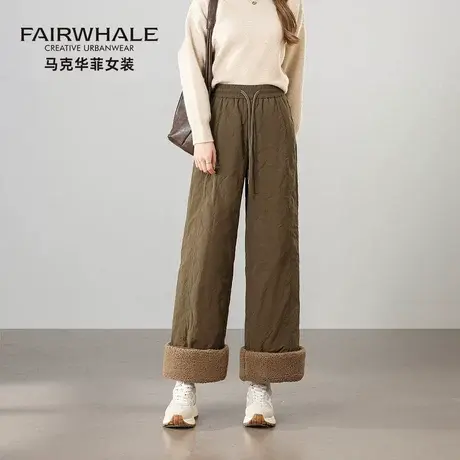 马克华菲冬季直筒羽绒裤女2025新款加厚防寒保暖时尚显瘦休闲裤子图片