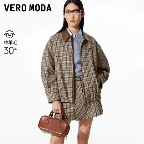 【来了就好】Vero Moda棉服2025春季新款拼接格纹巴恩风325117007图片